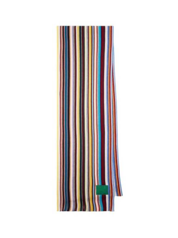 Echarpe fine rayée baya bleu jaune Paul Smith Homme M1A 151F T542 92A boutique Strasbourg accessoire store shop scarf front