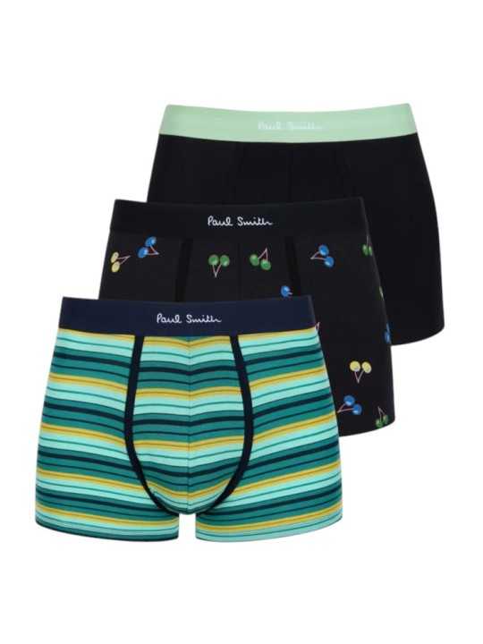 Pack boxer rayé vert noir fruits noir bande vert Paul Smith Homme M1A 914 W3PK93 1A boutique slips Strasbourg shop store trio