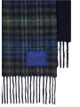Echarpe tartan bleu vert ou unie navy 30x180 Paul Smith Homme M1A 150K W236 47 boutique accessoire Strasbourg shop store détail