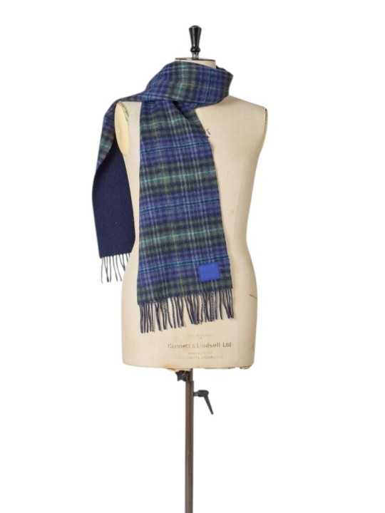 Echarpe tartan bleu vert ou unie navy 30x180 Paul Smith Homme M1A 150K W236 47 boutique accessoire Strasbourg shop store porté