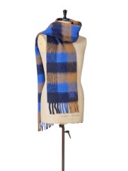 Echarpe épaisse carreaux bleu roi camel 26x220 Paul Smith Homme M1A 150T W210 47 boutique Strasbourg accessoire store porté
