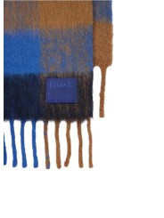 Echarpe épaisse carreaux bleu roi camel 26x220 Paul Smith Homme M1A 150T W210 47 boutique Strasbourg accessoire store détail