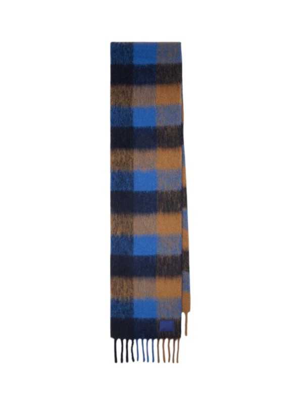 Echarpe épaisse carreaux bleu roi camel 26x220 Paul Smith Homme M1A 150T W210 47 boutique Strasbourg accessoire store face