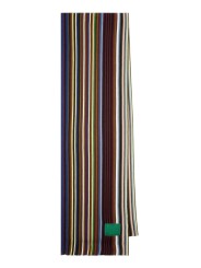 Echarpe fine rayée baya marron vert Paul Smith Homme M1A 151F W102 47 boutique Strasbourg accessoire shop store face