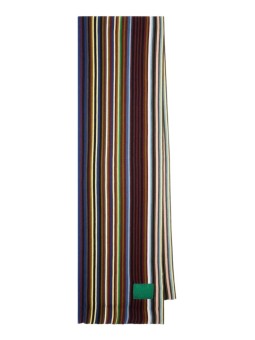 Echarpe fine rayée baya marron vert Paul Smith Homme M1A 151F W102 47 boutique Strasbourg accessoire shop store face