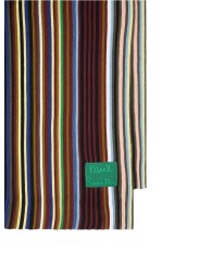 Echarpe fine rayée baya marron vert Paul Smith Homme M1A 151F W102 47 boutique Strasbourg accessoire shop store détail