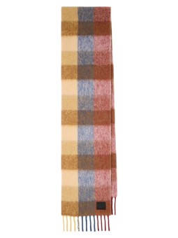 Echarpe épaisse damier brique camel bleu 26x220 Paul Smith Homm W1A 250T W216 21 boutique Strasbourg accessoire shop store front