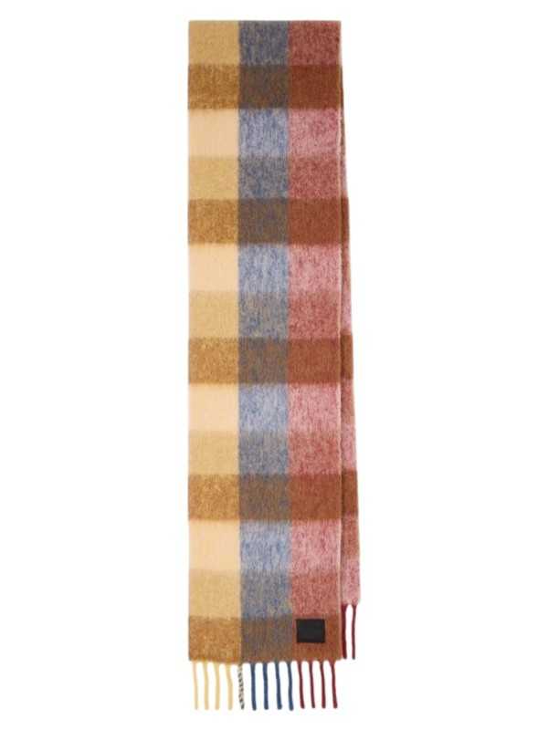 Echarpe épaisse damier brique camel bleu 26x220 Paul Smith Homm W1A 250T W216 21 boutique Strasbourg accessoire shop store front