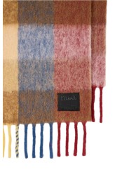 Echarpe épaisse damier brique camel bleu 26x220 Paul Smith Homme W1A 250T W216 21 boutique Strasbourg accessoire store détail