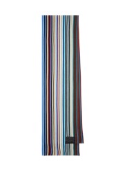 Echarpe fine rayée baya bleu jaune Paul Smith Homme M1A 151F T542 92A boutique Strasbourg accessoire store shop scarf front