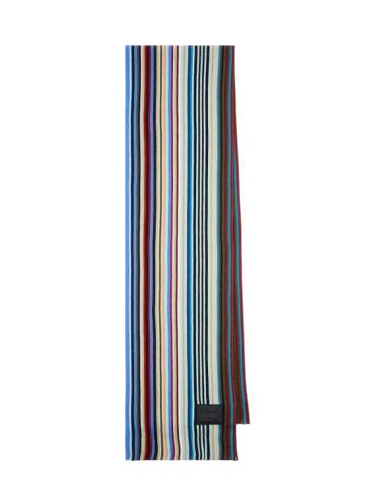 Echarpe fine rayée baya bleu jaune Paul Smith Homme M1A 151F T542 92A boutique Strasbourg accessoire store shop scarf front