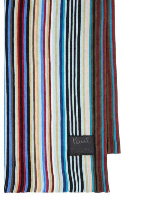 Echarpe fine rayée baya bleu jaune Paul Smith Homme M1A 151F T542 92A boutique Strasbourg accessoire store shop scarf vue