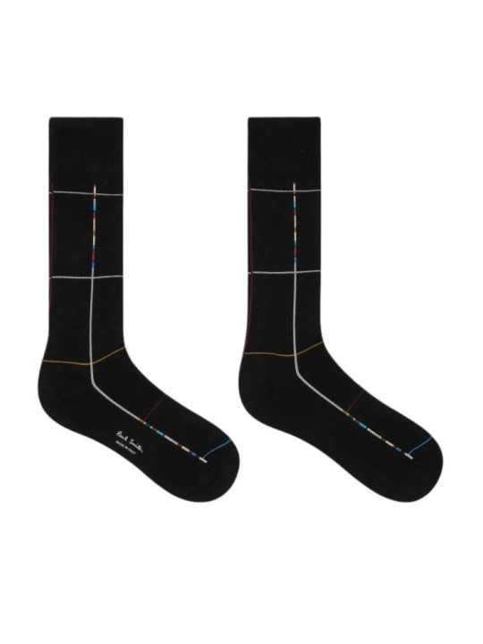 Chaussettes noires quadrillée baya Paul Smith Homme M1A 380CI W147 79 boutique Strasbourg accessoire shop store front