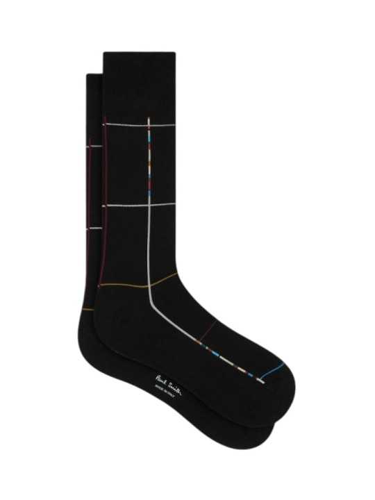 Chaussettes noires quadrillée baya Paul Smith Homme M1A 380CI W147 79 boutique Strasbourg accessoire shop store flat