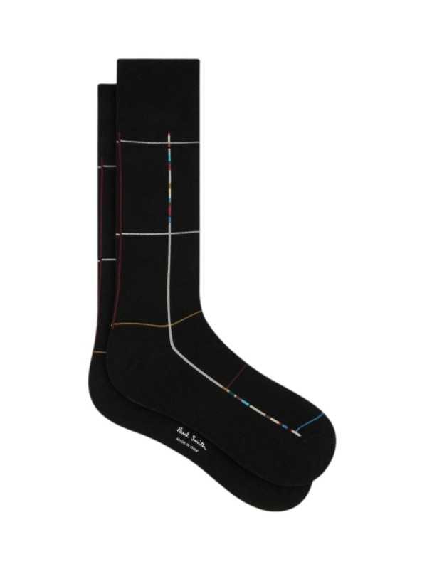 Chaussettes noires quadrillée baya Paul Smith Homme M1A 380CI W147 79 boutique Strasbourg accessoire shop store flat