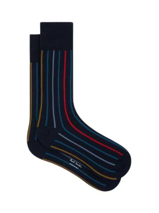 Chaussettes navy rayée verticale multi Paul Smith Homme M1A 380CI W155 47 Strasbourg boutique accessoire shop store flat