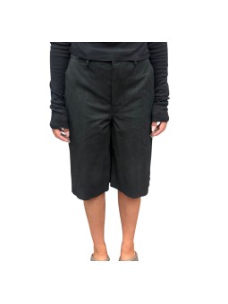 BERMUDA CUIR NOIR WORK SHORT RP02F 5322 LBS 09 RICK OWENS FEMME Strasbourg face