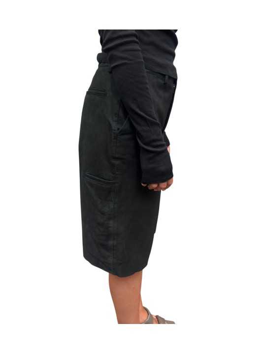 BERMUDA CUIR NOIR WORK SHORT RP02F 5322 LBS 09 RICK OWENS FEMME Strasbourg profil