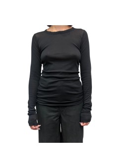 T-shirt manches longues Rib Lst Noir Rick Owens Femme RP02F 5202 MR 09 face