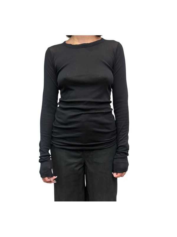 T-shirt manches longues Rib Lst Noir Rick Owens Femme RP02F 5202 MR 09 face