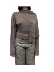 PULL SCARF TOP RAISIN GRAPPE MANCHES LONGUES ECHARPE RP02F 5622 M 86 RICK OWENS face