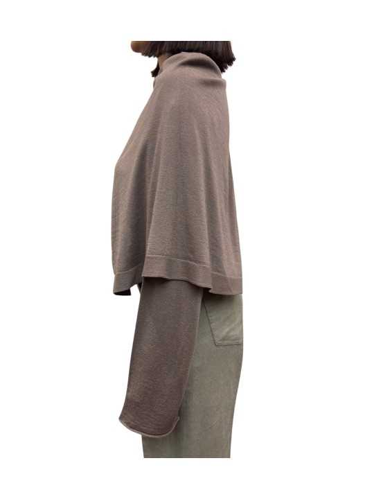 PULL SCARF TOP RAISIN GRAPPE MANCHES LONGUES ECHARPE RP02F 5622 M 86 RICK OWENS profil gauche