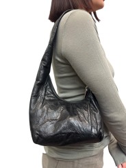 SAC MINI CUIR SOUPLE NOIR DISCO JEMINI BAG RA02F 0920 LBE 09 RICK OWENS FEMME porté 2