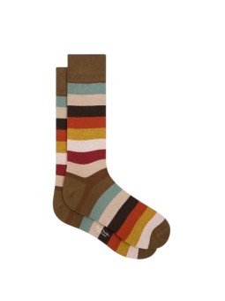 Chaussettes rayée large kaki orange Paul Smith Homme M1A 800MO W149 92 accessoire boutique Strasbourg shop store front