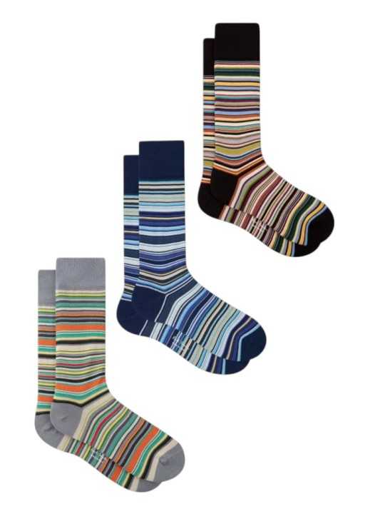Pack 3 chaussettes baya gris bleu orange Paul Smith Homme M1A SOCK W3PCR 1 accessoire boutique Strasbourg shop store flat