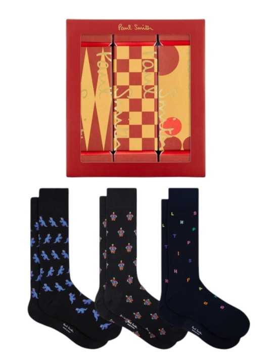 Pack 3 chaussettes robots lettres dino Paul Smith Homme M1A SOCK W3PCR 2 accessoire Strasbourg boutique store box