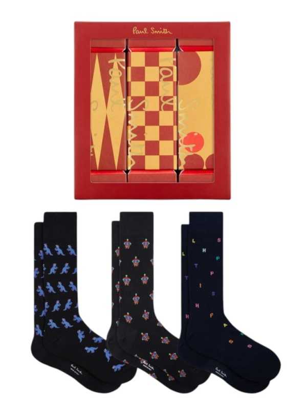 Pack 3 chaussettes robots lettres dino Paul Smith Homme M1A SOCK W3PCR 2 accessoire Strasbourg boutique store box