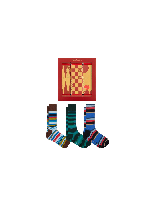 PACK 3 CHAUSSETTES RAYURES CIEL BLEU VERT M1A SOCK W3PCR 3 PAUL SMITH HOMME