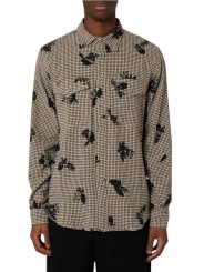 Chemise écrue quadrillé print fleur noir coton viscose Paul Smith homme M2R 412Z W22802 79 boutique vêtement Strasbourg mode dvt