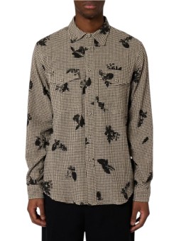 Chemise écrue quadrillé print fleur noir coton viscose Paul Smith homme M2R 412Z W22802 79 boutique vêtement Strasbourg mode dvt