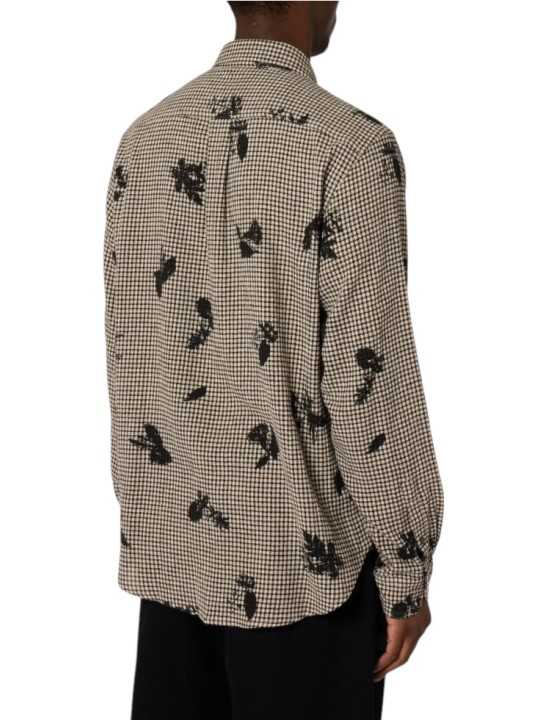 Chemise écrue quadrillé print fleur noir coton viscose Paul Smith homme M2R 412Z W22802 79 boutique vêtement Strasbourg mode dos