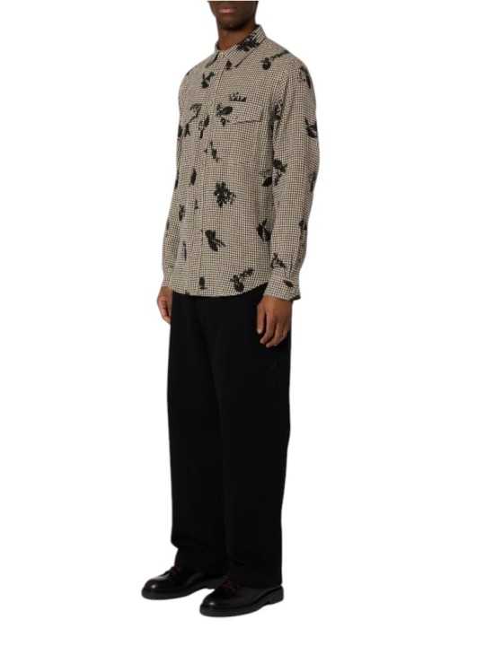 Chemise écrue quadrillé print fleur noir coton viscose Paul Smith homme M2R 412Z W22802 79 boutique vêtement Strasbourg mode loo