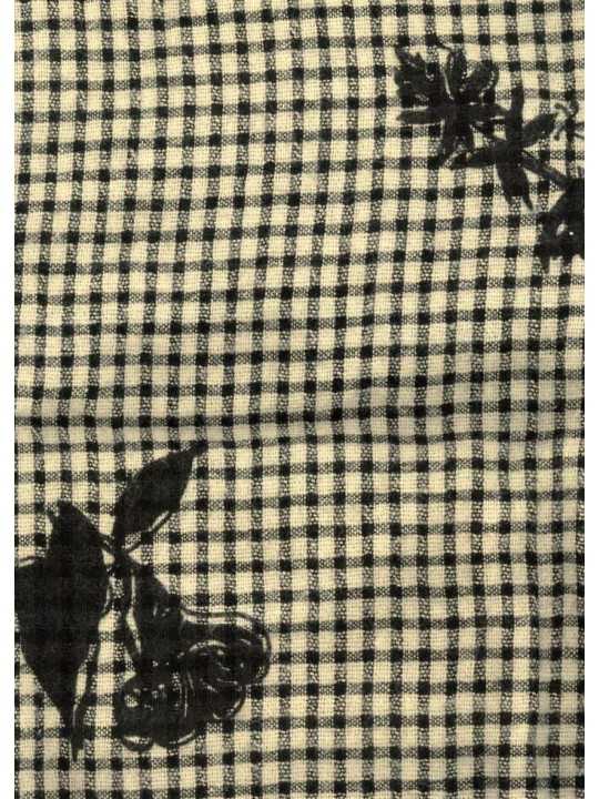 Chemise écrue quadrillé print fleur noir coton viscose Paul Smith homme M2R 412Z W22802 79 boutique vêtement Strasbourg mode zo
