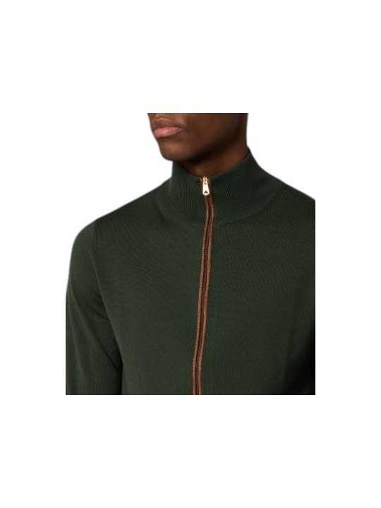 Gilet vert zippé gorge ocre Paul Smith Homme M2R A057 W22827 38 boutique vêtement mode Strasbourg shop store col