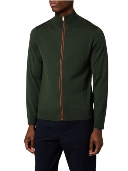Gilet vert zippé gorge ocre Paul Smith Homme M2R A057 W22827 38 boutique vêtement mode Strasbourg shop store face