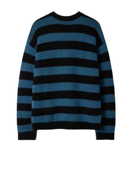 Pull rayé col rond noir bleu Paul Smith Homme M2R A064 W22833 79 vêtement mode boutique Strasbourg store shop dos