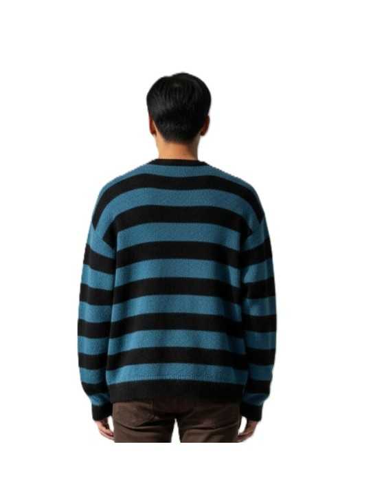 Pull rayé col rond noir bleu Paul Smith Homme M2R A064 W22833 79 vêtement mode boutique Strasbourg store shop back
