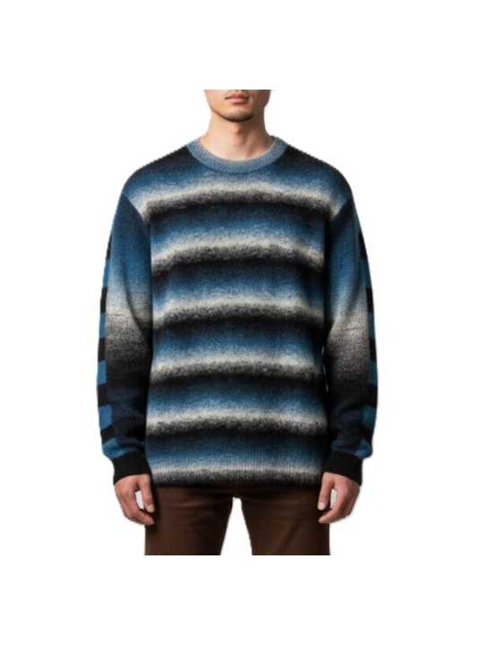 Pull rayé col rond noir bleu Paul Smith Homme M2R A064 W22833 79 vêtement mode boutique Strasbourg store shop front