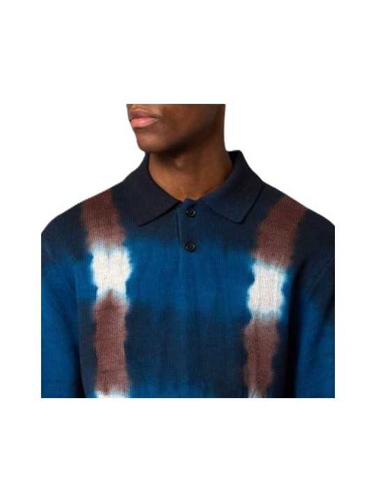 Pull polo tie & die bleu choco Paul Smith Homme M2R A066 W22834 49 vêtement mode boutique Strasbourg shop store style col