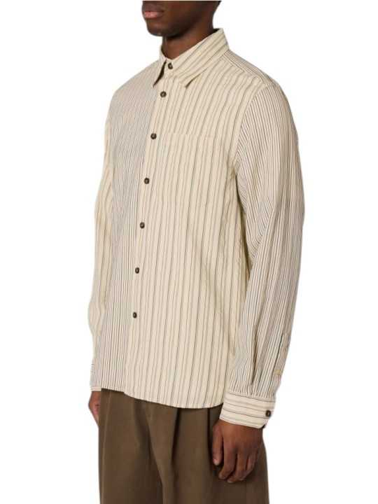 Chemise patch floqué rayé écru bleu Paul Smith Homme M2R A191M W22801 02 vêtement mode boutique Strasbourg shop store
