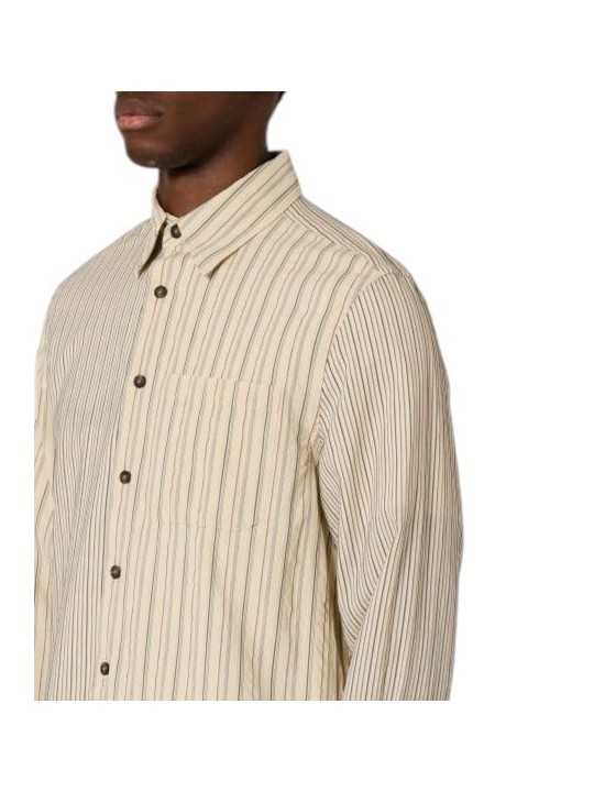 Chemise patch floqué rayé écru bleu Paul Smith Homme M2R A191M W22801 02 vêtement mode boutique Strasbourg shop store détail