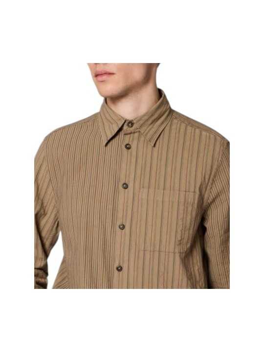 Chemise patch floqué rayé taupe rouge Paul Smith Homme M2R A191M W22801 73 boutique Strasbourg vêtement mode shop store détail