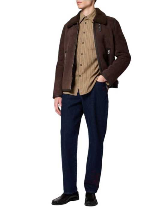 Chemise patch floqué rayé taupe rouge Paul Smith Homme M2R A191M W22801 73 boutique Strasbourg vêtement mode shop store look