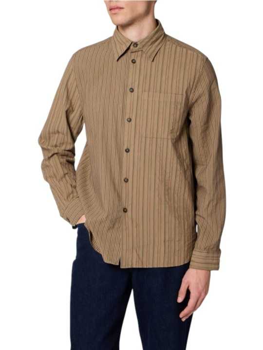 Chemise patch floqué rayé taupe rouge Paul Smith Homme M2R A191M W22801 73 boutique Strasbourg vêtement mode shop store front