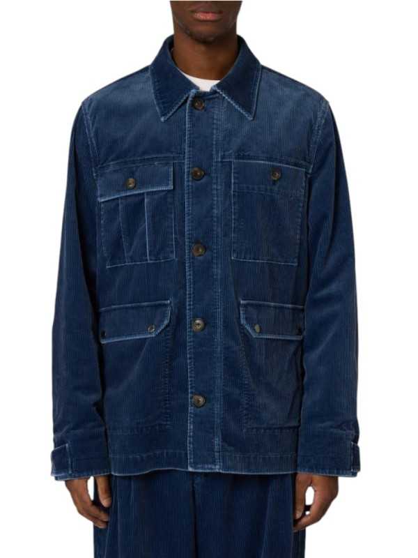 Veste saharienne velours côtelé bleu indigo Paul Smith Homme M2R A194 W22786 46 vêtement mode boutique Strasbourg shop store a
