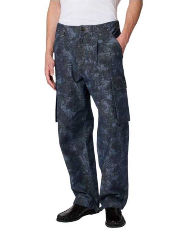 Pantalon cargo denim print jungle bleu vert Paul Smith Homme M2R A201P W22813 46 boutique Strasbourg vêtement shop mode store a